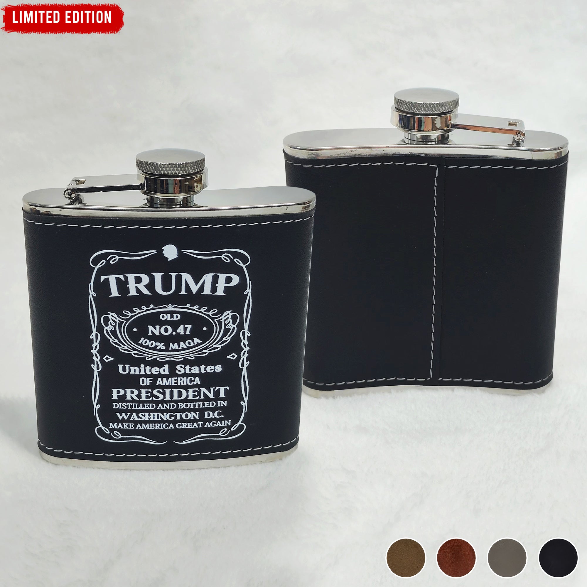 Trump 2024 Maga Whiskey Leather Hip Flask - GB-FL01