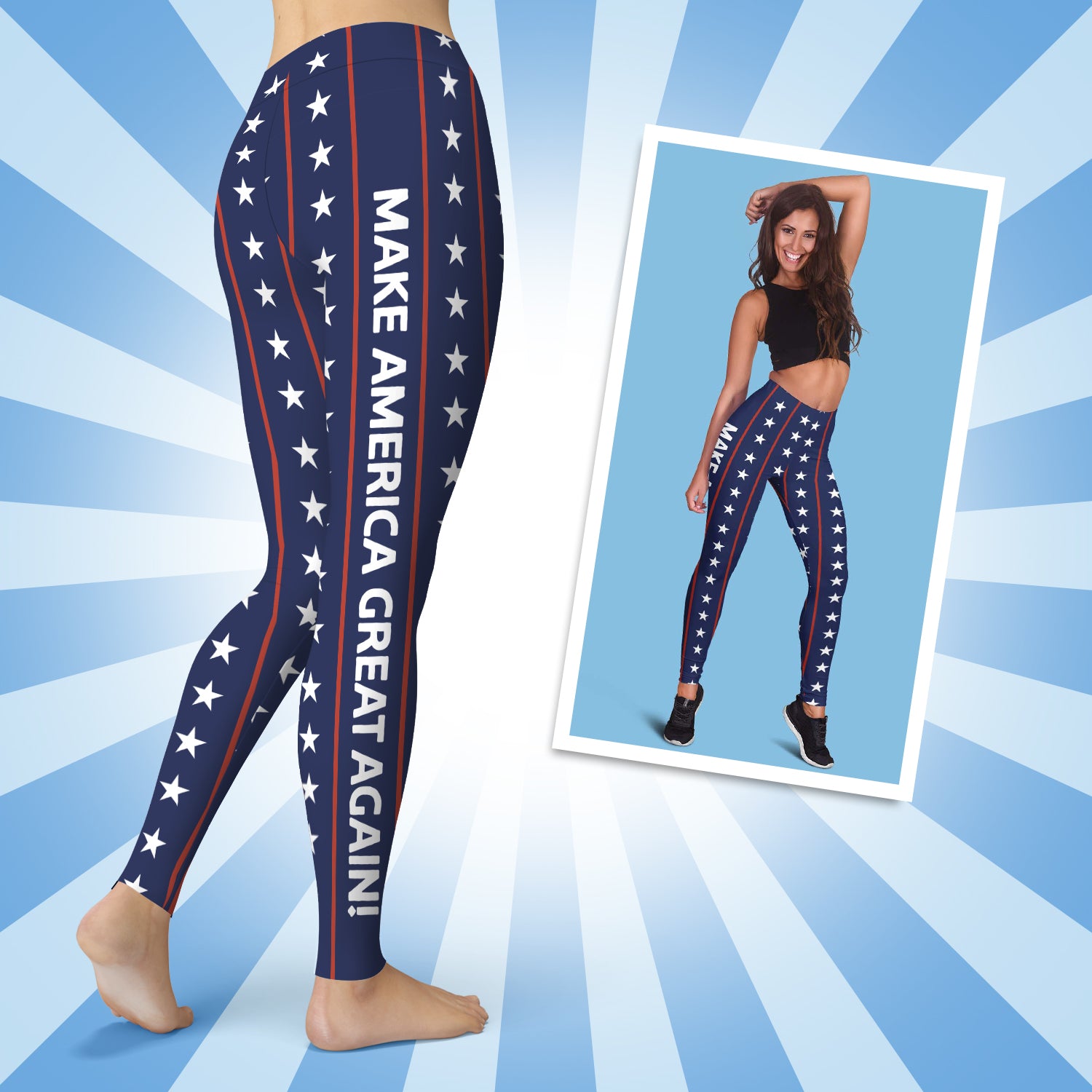 Red, White And Blue MAGA Leggings - GB-LG02