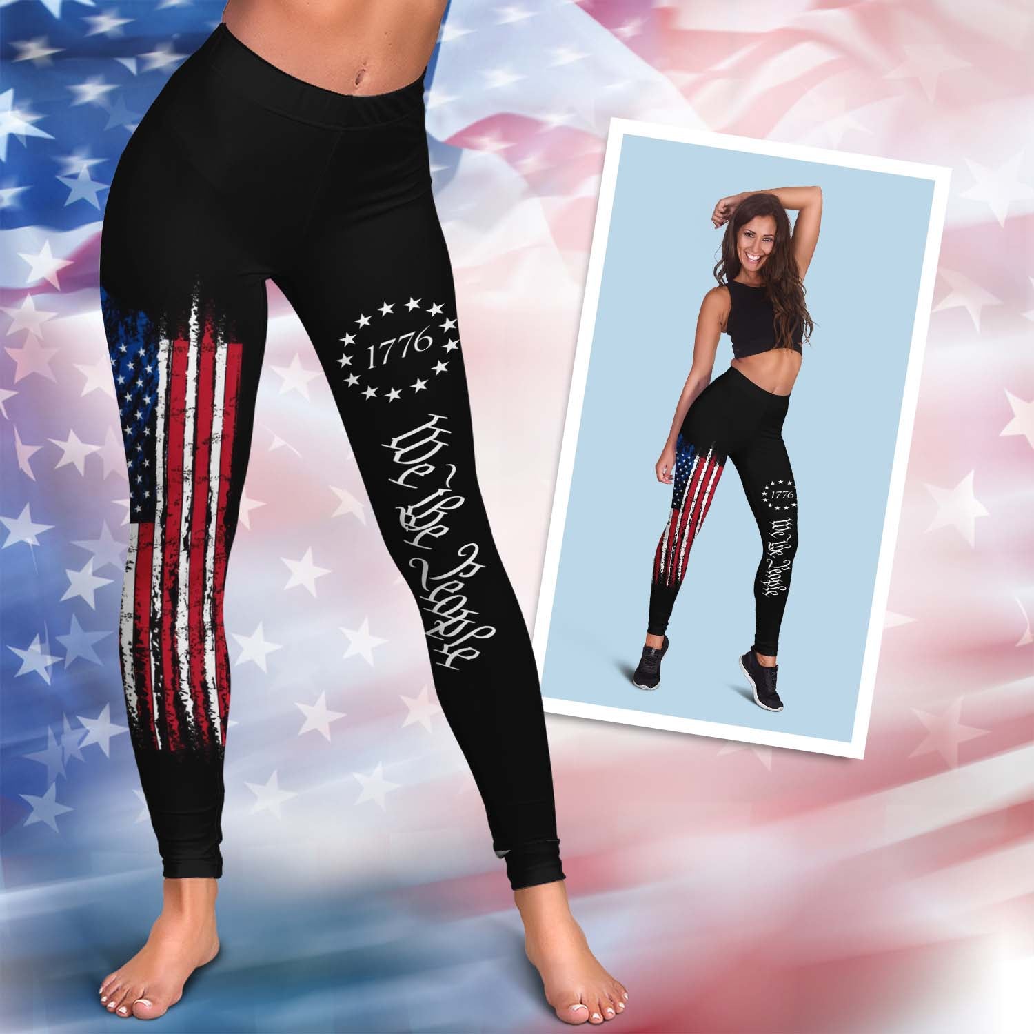 American Flag Print Skinny Leggings - LG02UP