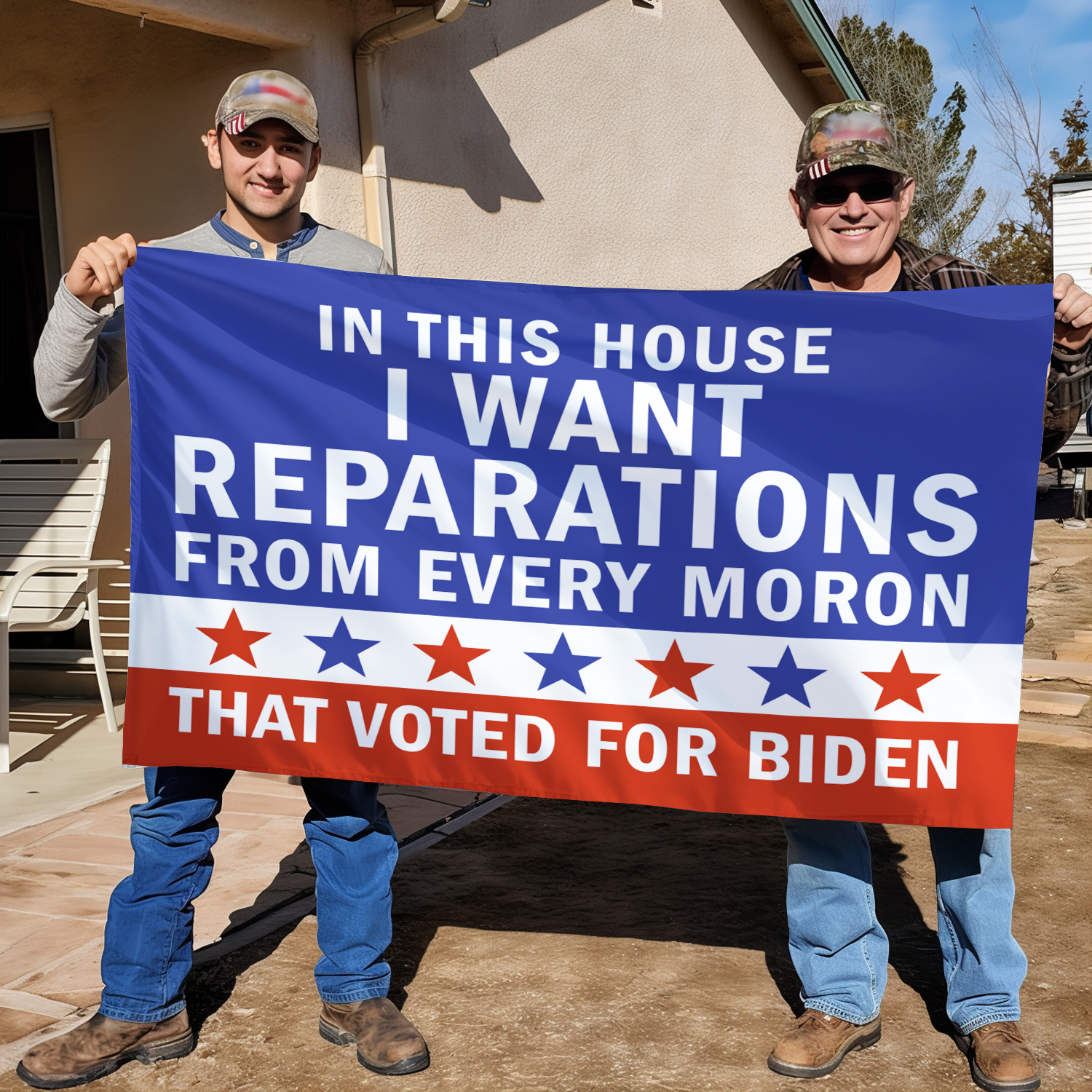 I Want Reparations From Every Moron That Voted For Biden Flag - GB-GF05