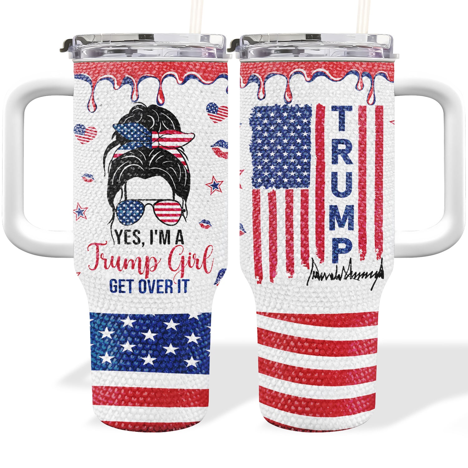 40oz Crystal Handled Tumbler - Trump Girl 2024 Collection - Get Over It - TL86UP