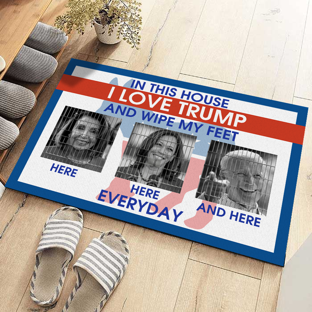 Support Trump Political Home Decor, In This House We Love Trump Doormat - GB-DM05