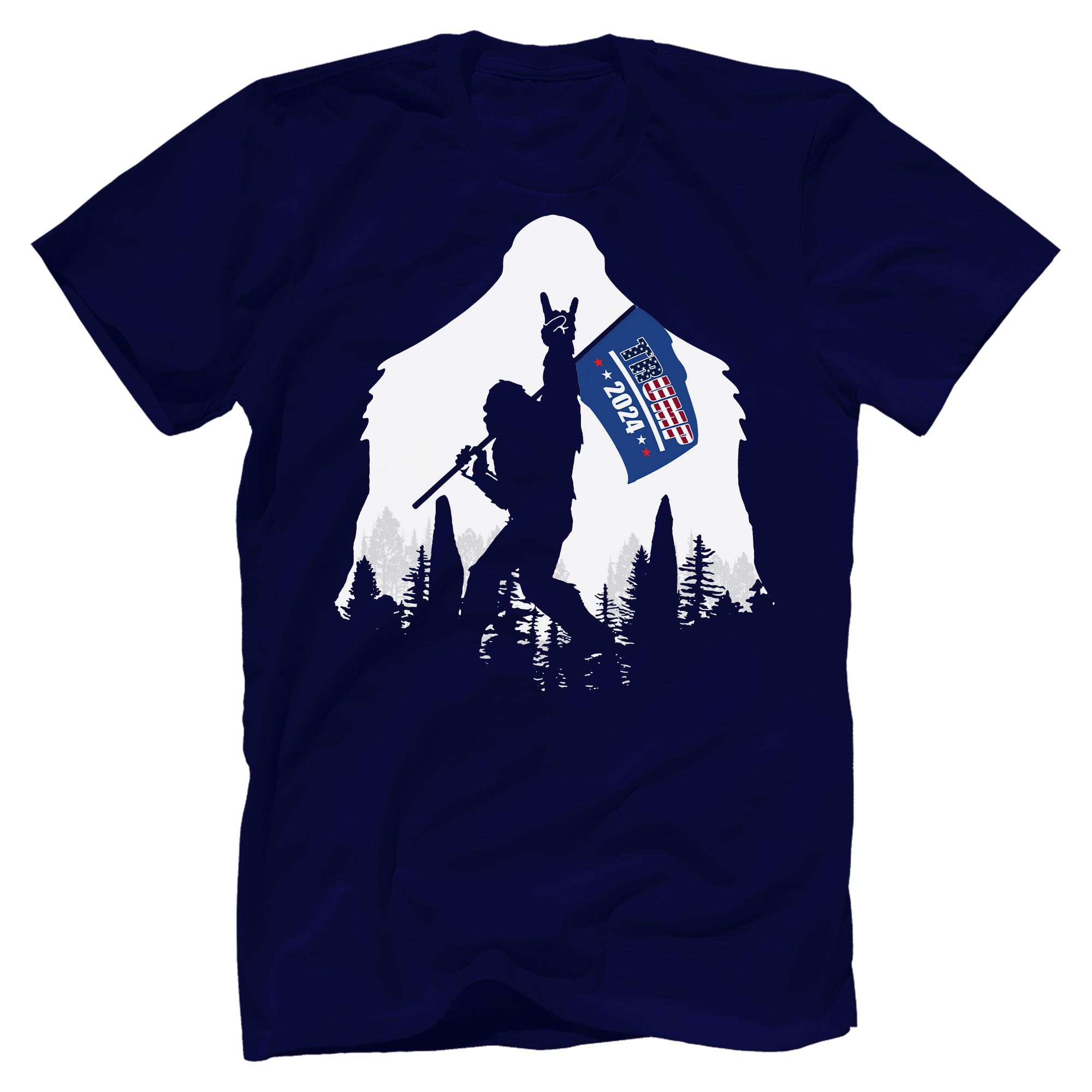 Rock On Bigfoot In The Forest, Trump 2024 T-Shirt - GB106