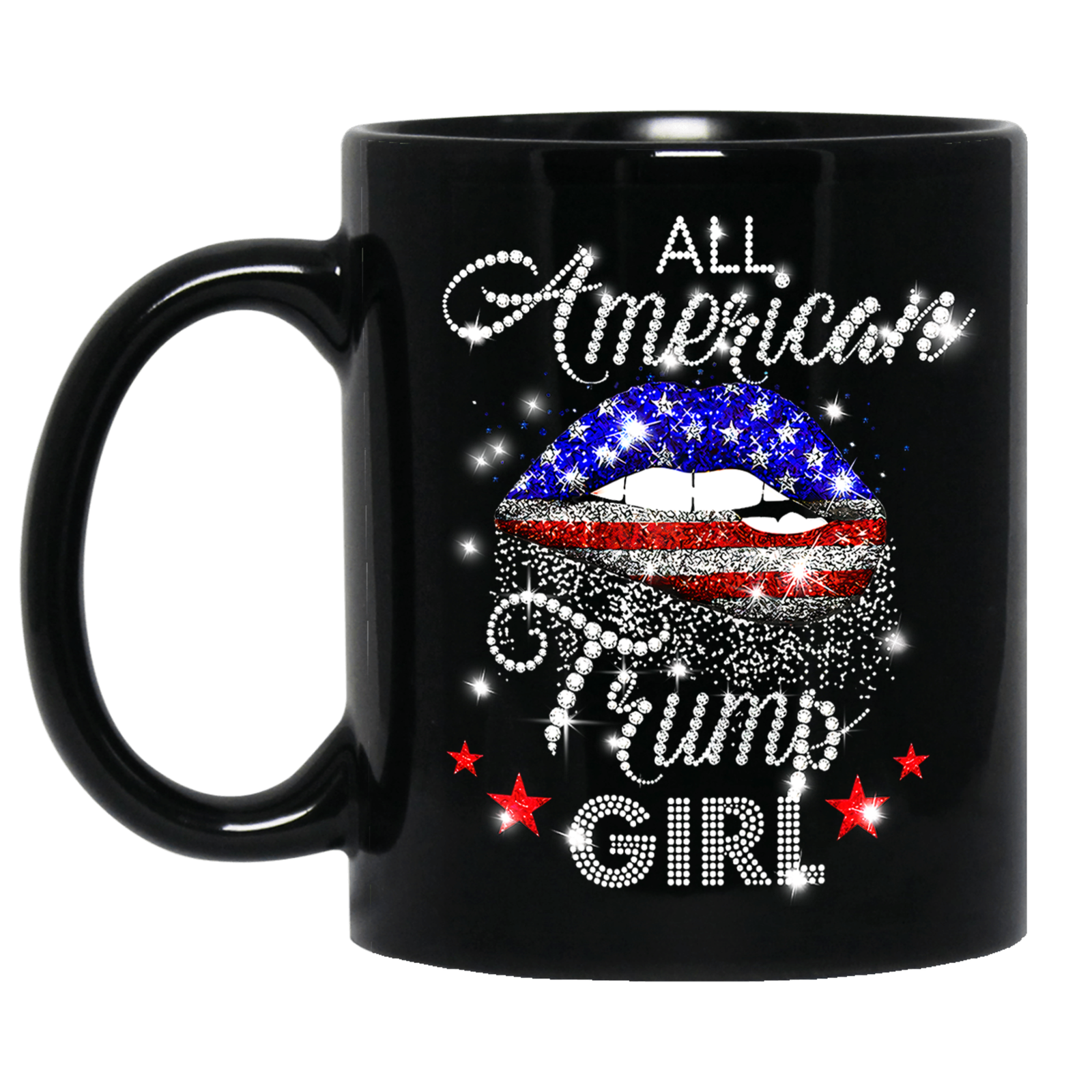 American Trump Girls Lips Black Mug - M35UP