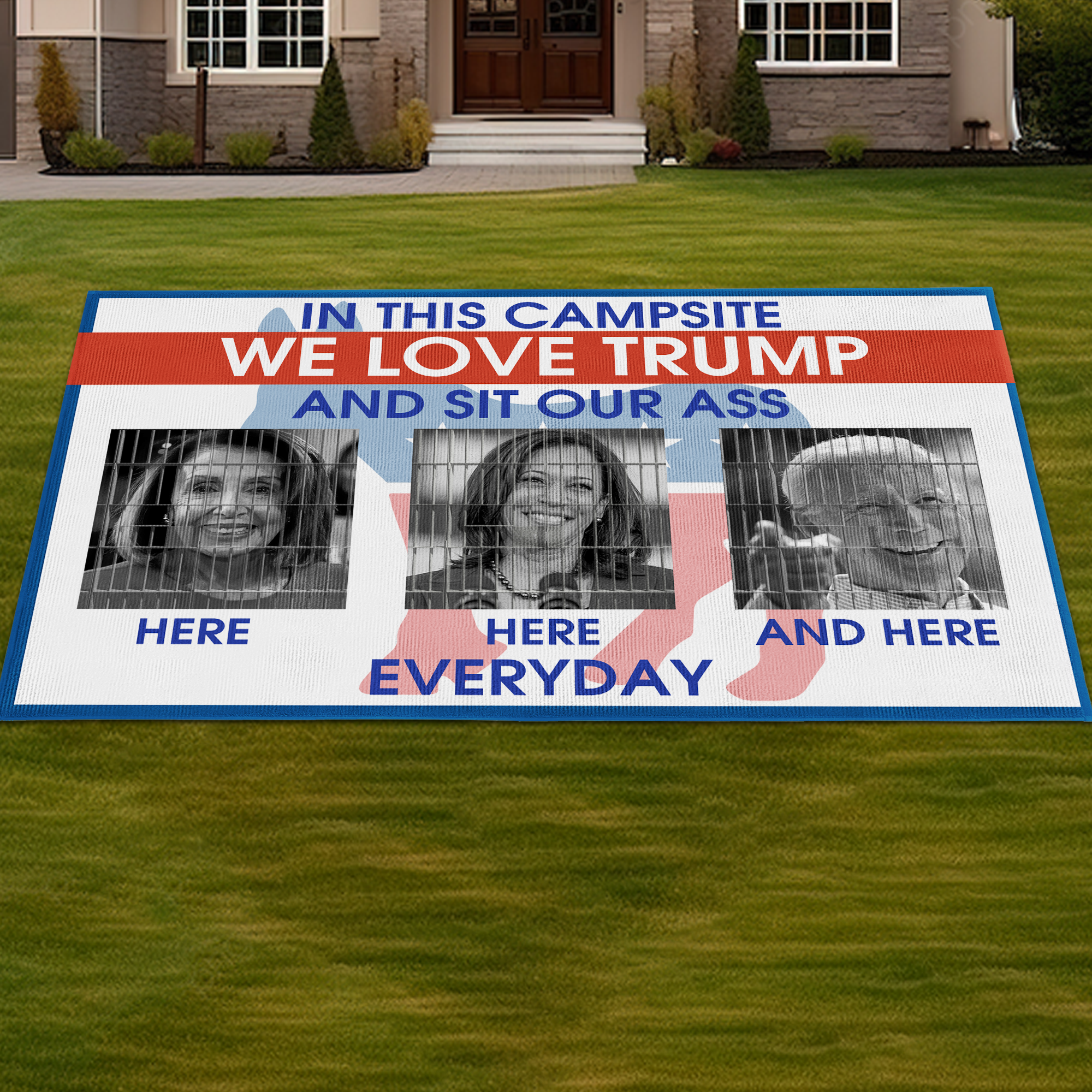 In This Campsite, We Love Trump Patio Mat, Patio Rug - GB-R01