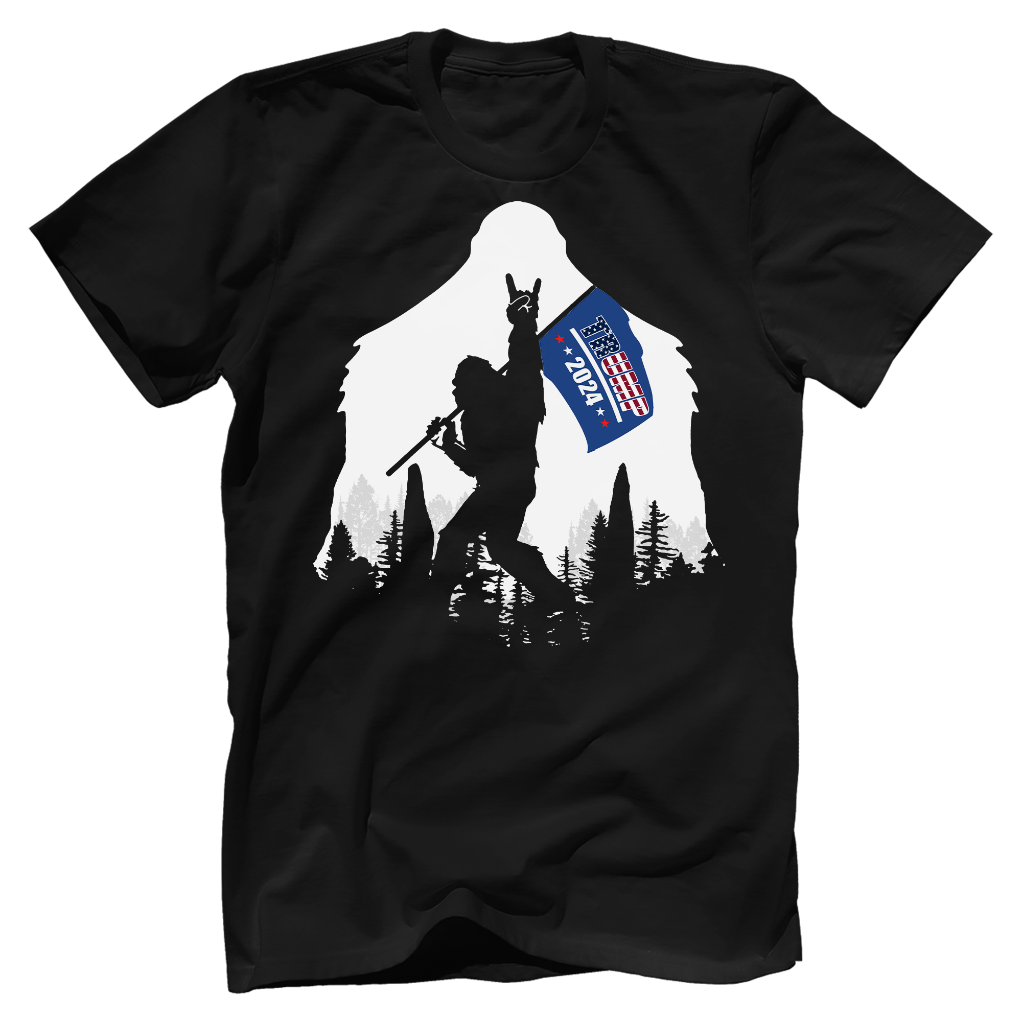 Rock On Bigfoot In The Forest, Trump 2024 T-Shirt - GB106