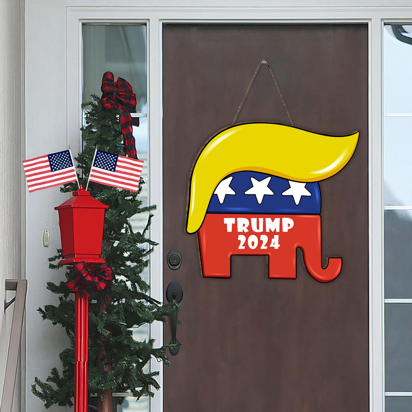 Trump Elephant Shape Wooden Sign, Gift For 4th Of July - GB-DS03