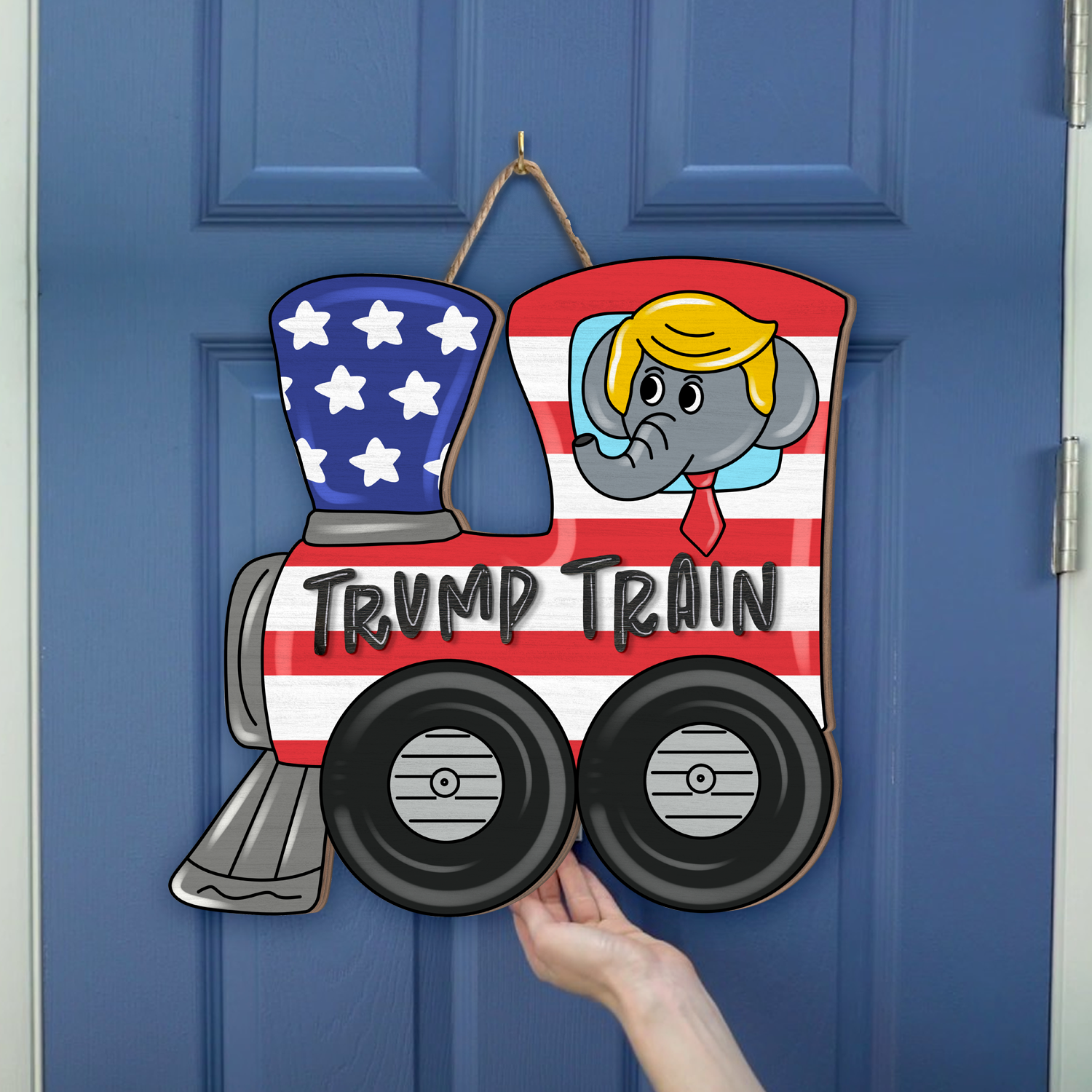 Trump Train 2024 Wooden Sign, July 4th Decor - GB-DS05