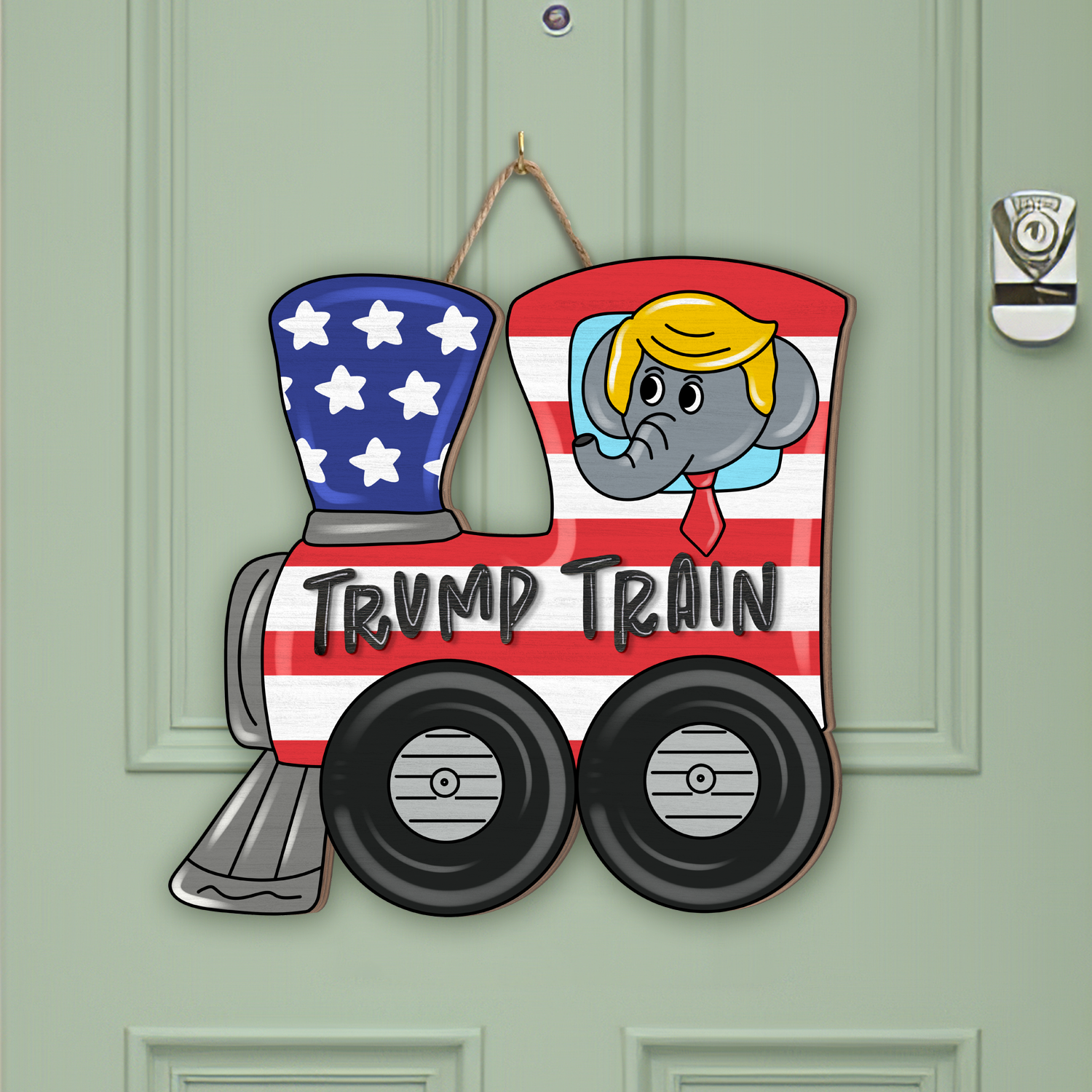 Trump Train 2024 Wooden Sign, July 4th Decor - GB-DS05