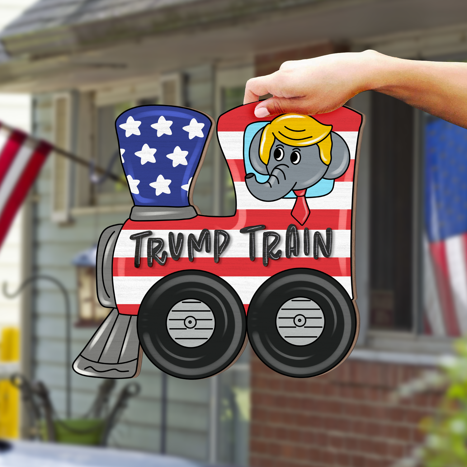 Trump Train 2024 Wooden Sign, July 4th Decor - GB-DS05