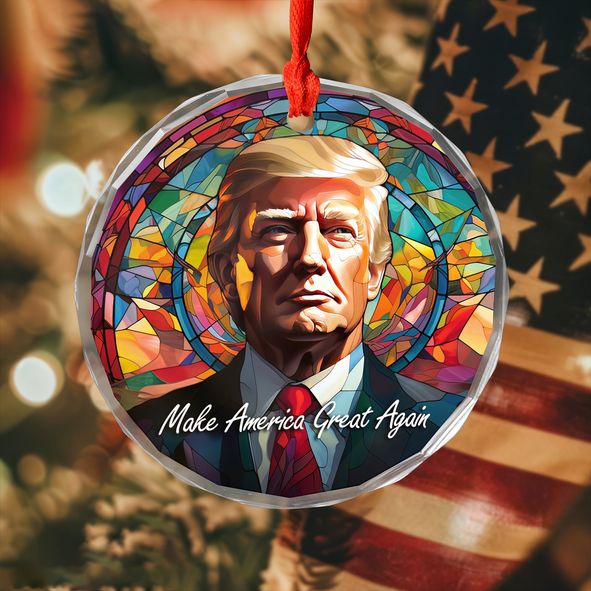 Colorful Never Give Up Custom Glass Ornament - ORN96UP