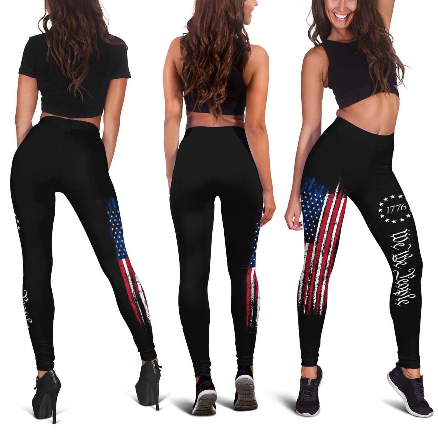 American Flag Print Skinny Leggings - LG02UP