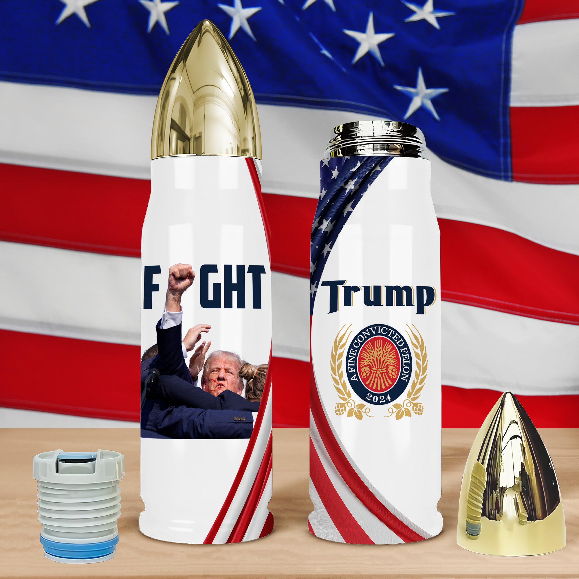 Trump Fight, A Fine Convicted Felon 2024, US Election Bullet Tumbler - BTL31UP