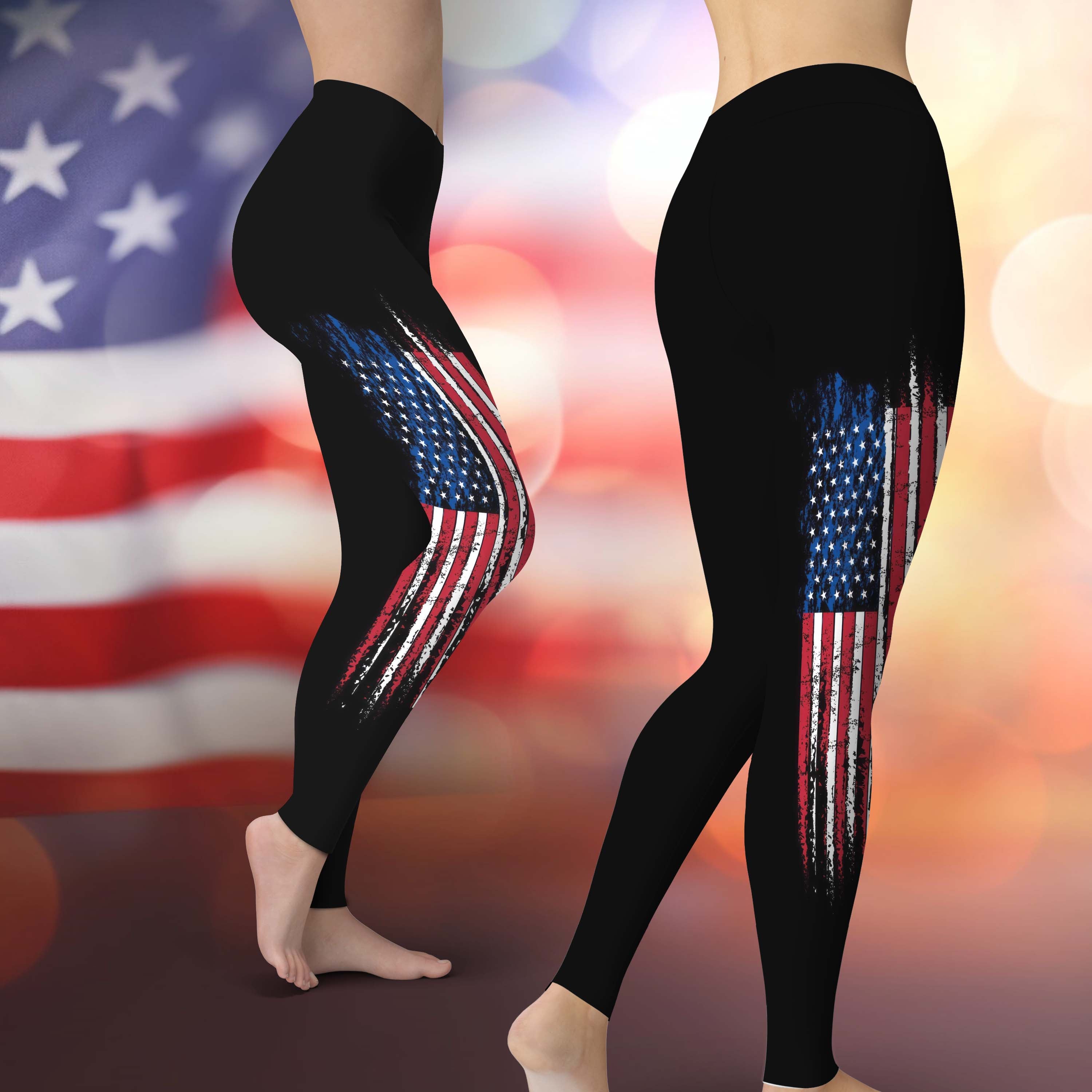 American Flag Print Skinny Leggings - LG02UP