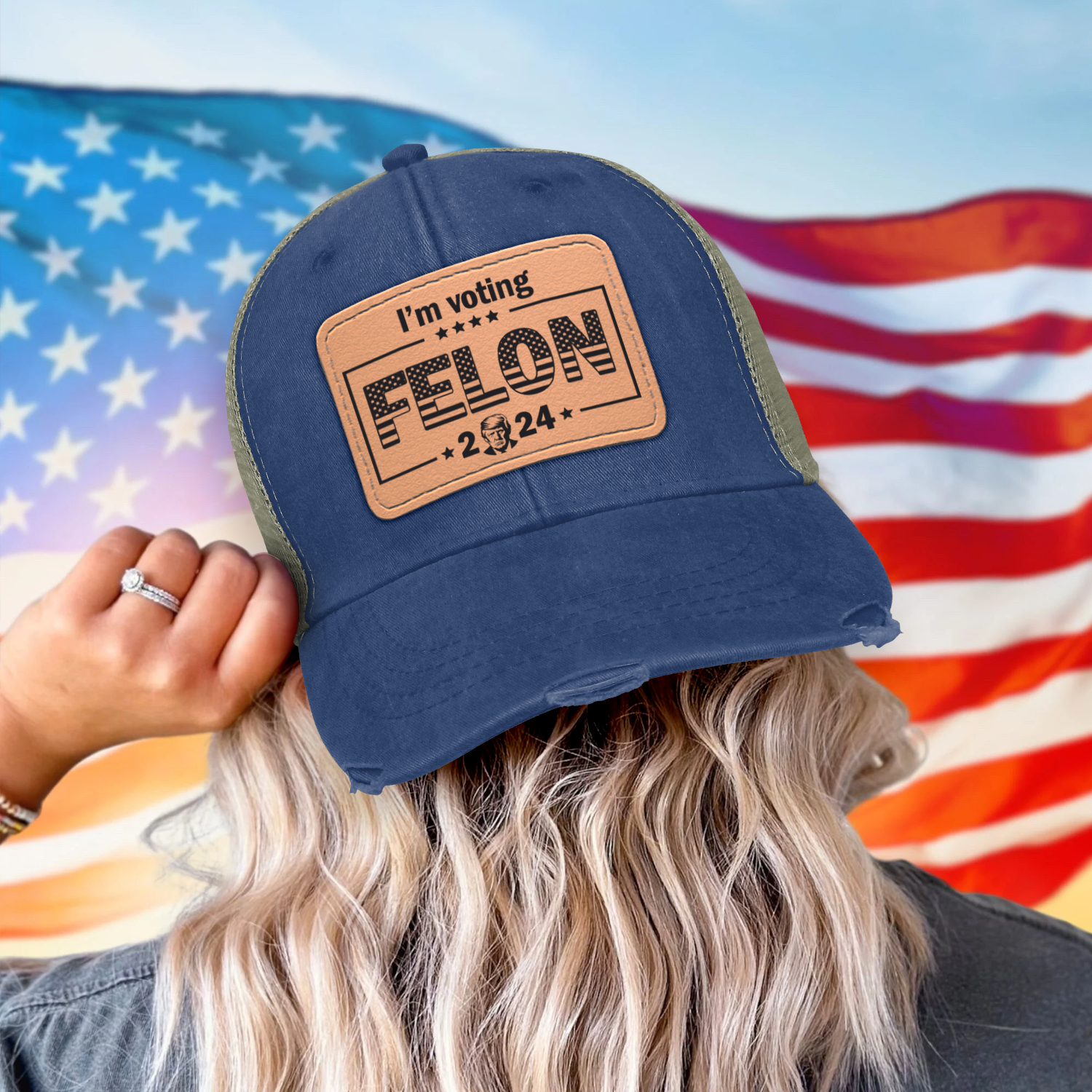 I'm Voting Felon, Trump 2024, MAGA Distressed Hat - GB-H01