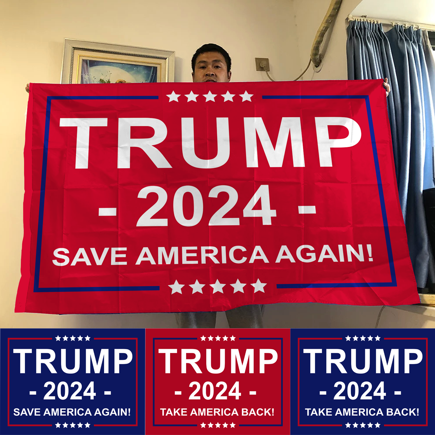 Keep America Great Trump 2024, Horizontal House Flag - GB-HF01
