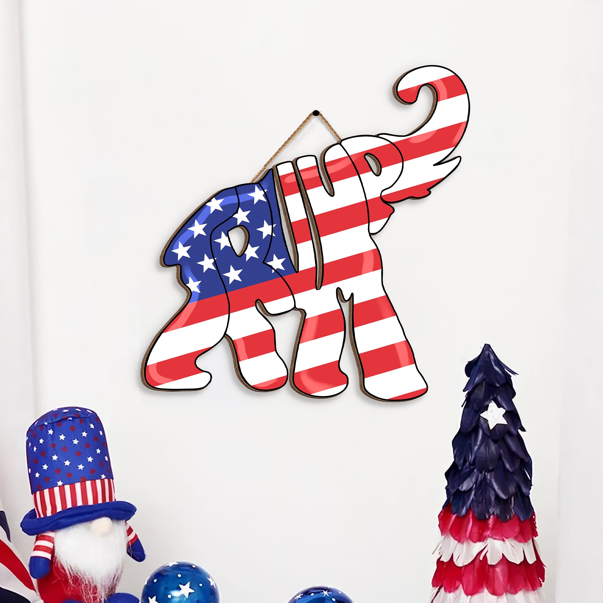 2024 Trump Elephant Wooden Sign, July 4th Decor - GB-DS04
