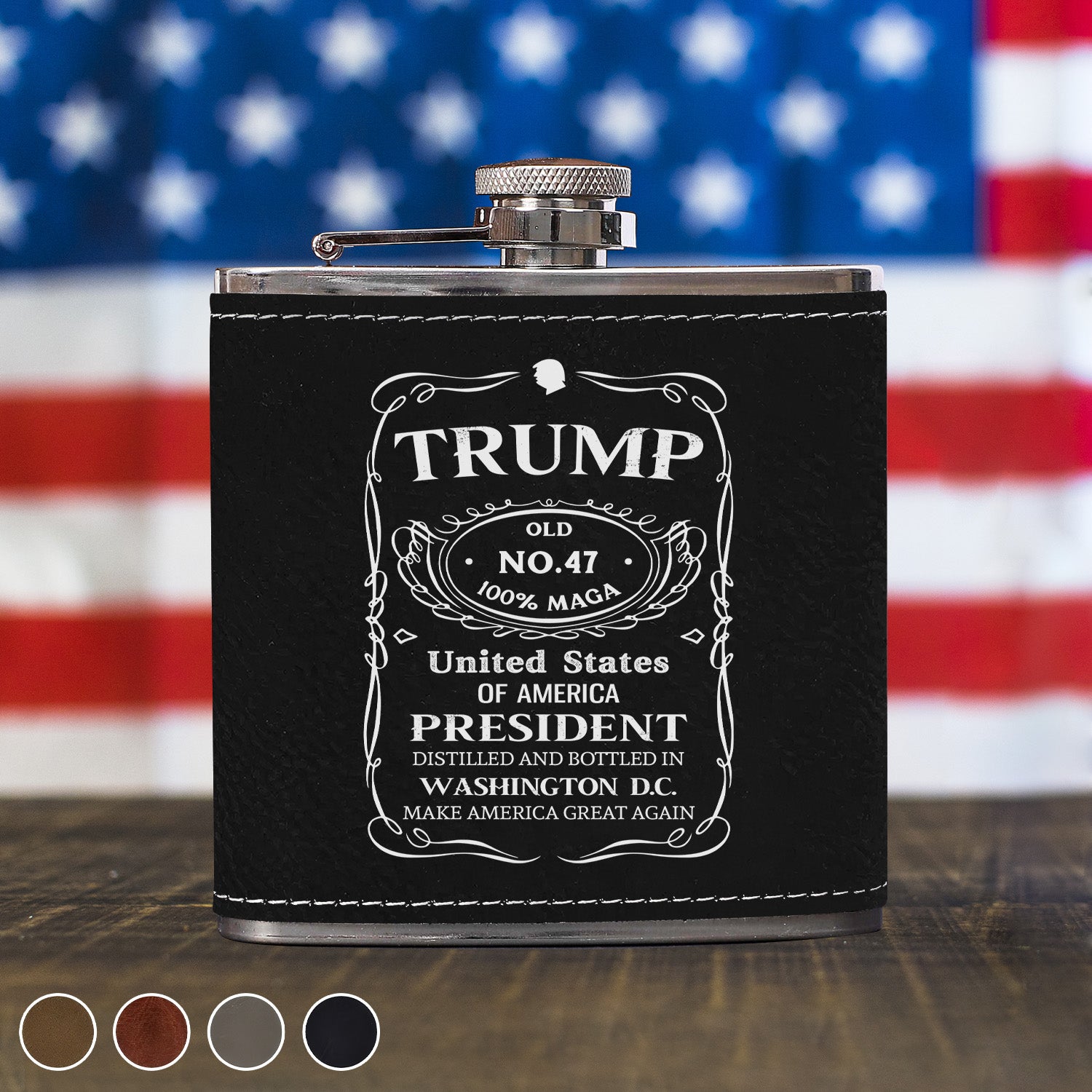 Trump 2024 Maga Whiskey Leather Hip Flask - GB-FL01