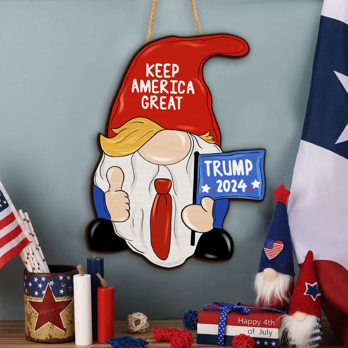 Idependence Day Gnome - Wooden Sign, Gift For 4th Of July - DS01