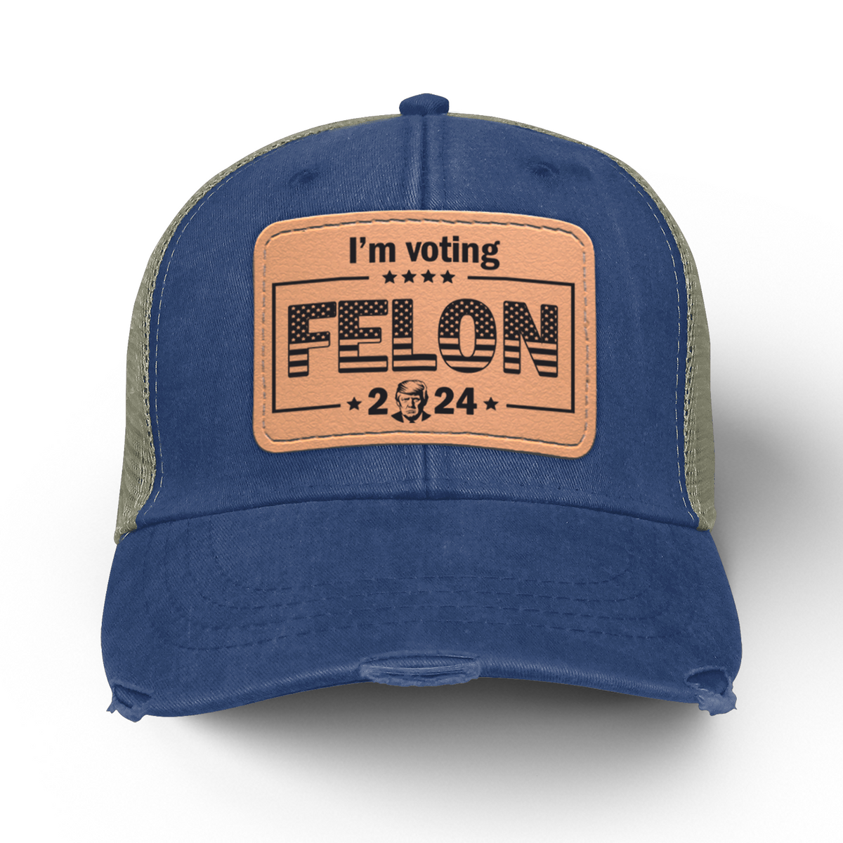 I&#39;m Voting Felon, Trump 2024, MAGA Distressed Hat - GB-H01