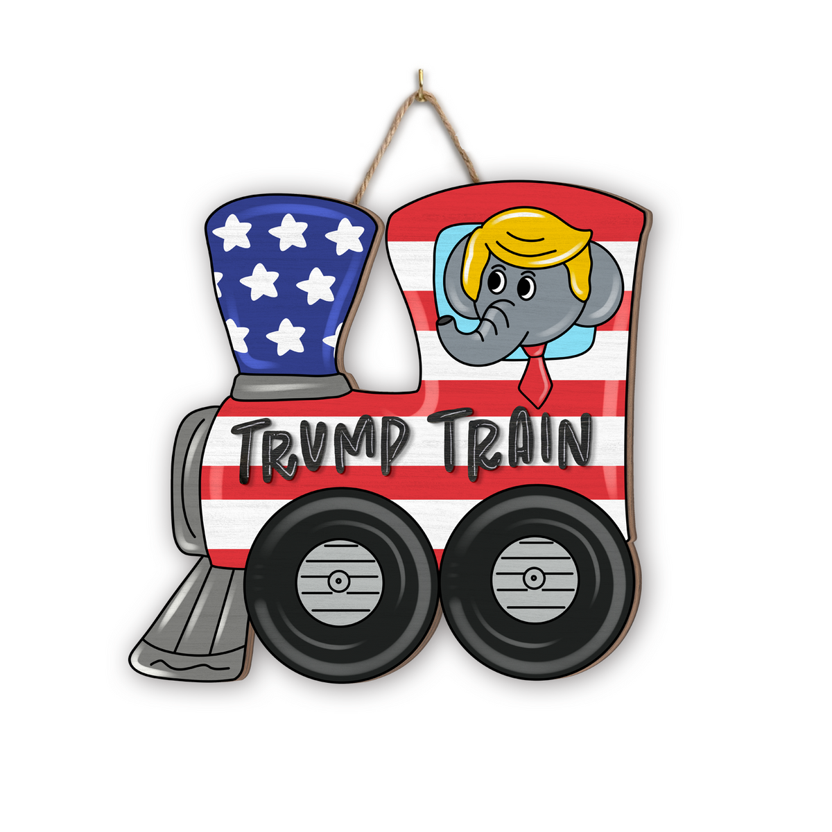 Trump Train 2024 Wooden Sign, July 4th Decor - GB-DS05