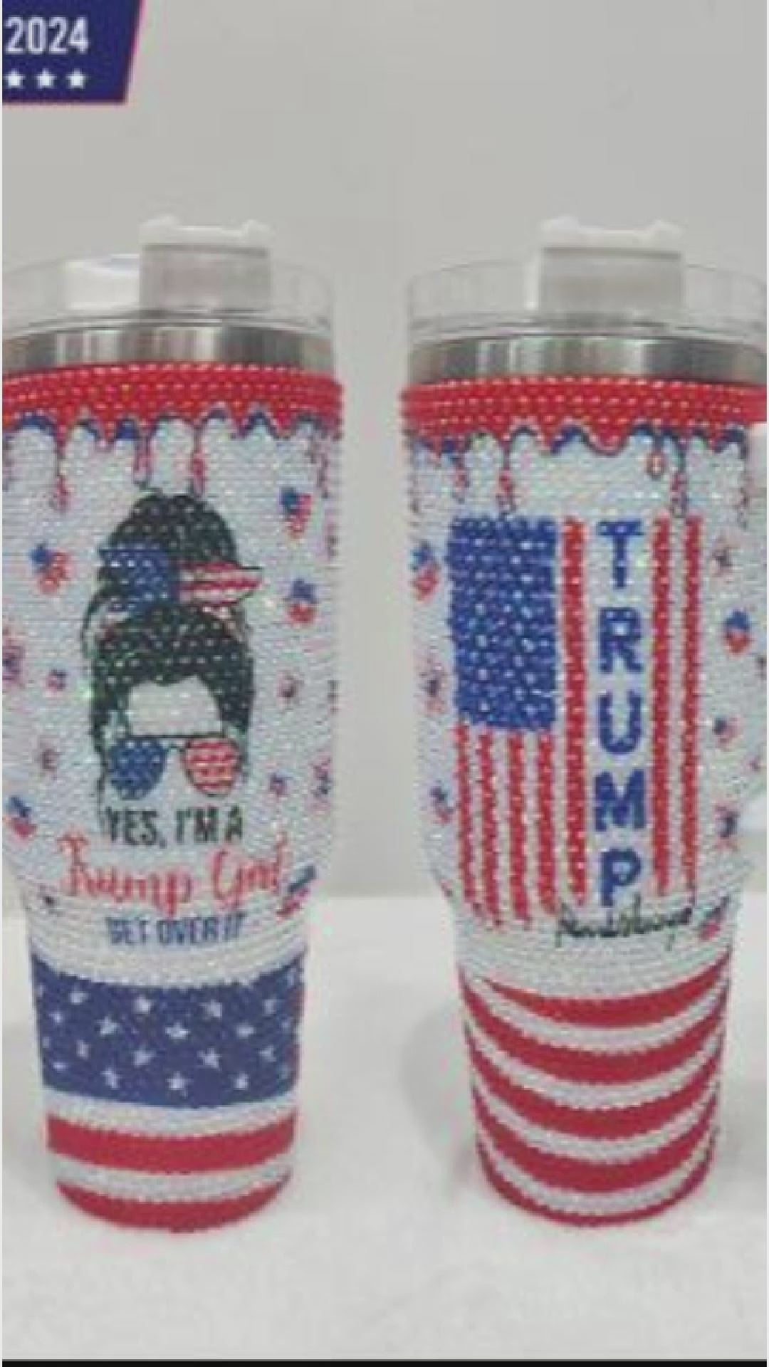 40oz Crystal Handled Tumbler - Trump Girl 2024 Collection - Get Over It - TL86UP